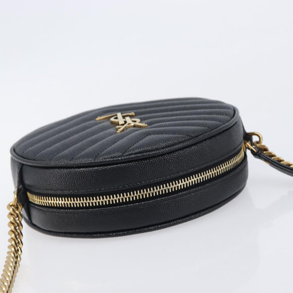 Saint Laurent Chain Viel Shoulder Bag Leather Black Gold Auth BA15972SAM