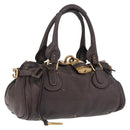 Chloe Paddington Hand Bag Leather Brown Gold Silver Auth BA15973V-1
