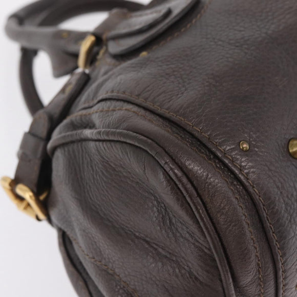 Chloe Paddington Hand Bag Leather Brown Gold Silver Auth BA15973V