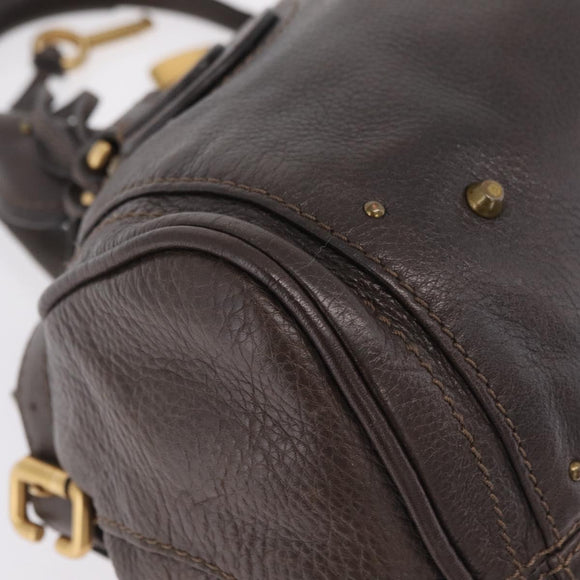 Chloe Paddington Hand Bag Leather Brown Gold Silver Auth BA15973V