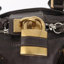 Chloe Paddington Hand Bag Leather Brown Gold Silver Auth BA15973V-19