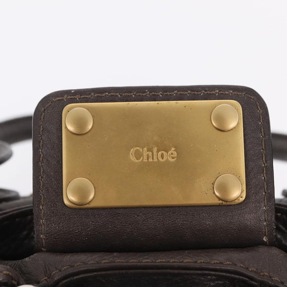 Chloe Paddington Hand Bag Leather Brown Gold Silver Auth BA15973V