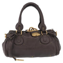 Chloe Paddington Hand Bag Leather Brown Gold Silver Auth BA15973V-13