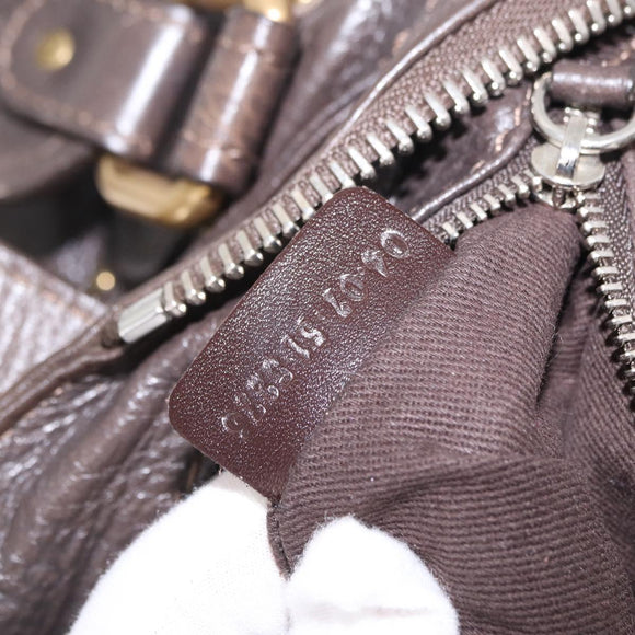 Chloe Paddington Hand Bag Leather Brown Gold Silver Auth BA15973V