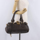 Chloe Paddington Hand Bag Leather Brown Gold Silver Auth BA15973V-26