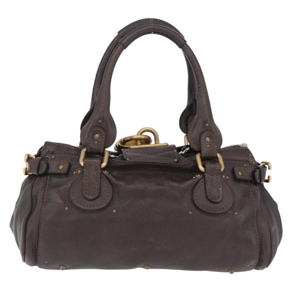 Chloe Paddington Hand Bag Leather Brown Gold Silver Auth BA15973V