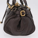 Chloe Paddington Hand Bag Leather Brown Gold Silver Auth BA15973V-3