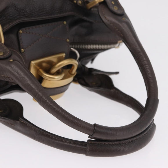 Chloe Paddington Hand Bag Leather Brown Gold Silver Auth BA15973V