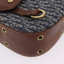 Christian Dior Trotter Canvas Street Chic Shoulder Bag Navy Gold Auth BA15975V-14