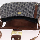 Christian Dior Trotter Canvas Street Chic Shoulder Bag Navy Gold Auth BA15975V-19