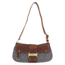 Christian Dior Trotter Canvas Street Chic Shoulder Bag Navy Gold Auth BA15975V-2