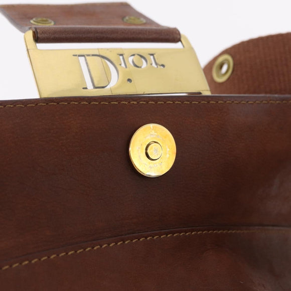 Christian Dior Trotter Canvas Street Chic Shoulder Bag Navy Gold Auth BA15975V
