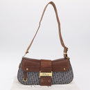 Christian Dior Trotter Canvas Street Chic Shoulder Bag Navy Gold Auth BA15975V-31
