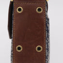 Christian Dior Trotter Canvas Street Chic Shoulder Bag Navy Gold Auth BA15975V-5