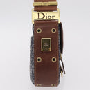 Christian Dior Trotter Canvas Street Chic Shoulder Bag Navy Gold Auth BA15975V-6