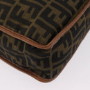 FENDI Zucca Canvas Shoulder Bag Black Brown 7VA152 Auth BA15976A-12