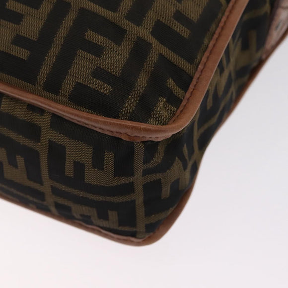 FENDI Zucca Canvas Shoulder Bag Black Brown 7VA152 Auth BA15976A