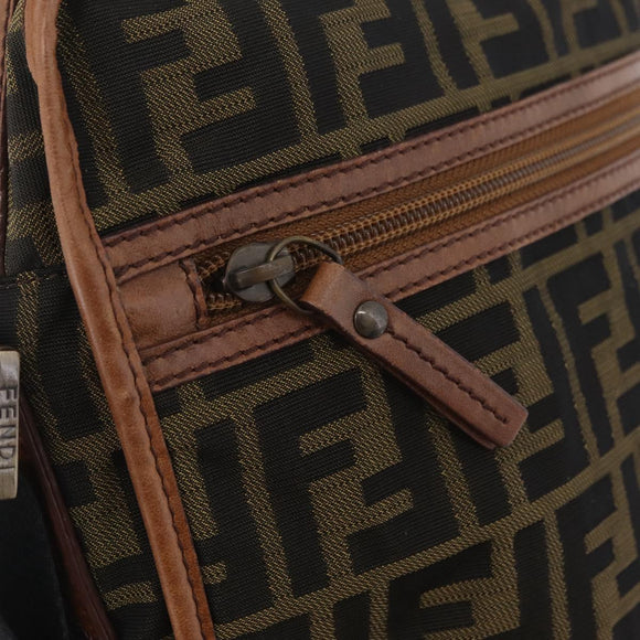 FENDI Zucca Canvas Shoulder Bag Black Brown 7VA152 Auth BA15976A