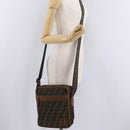 FENDI Zucca Canvas Shoulder Bag Black Brown 7VA152 Auth BA15976A-27