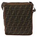 FENDI Zucca Canvas Shoulder Bag Black Brown 7VA152 Auth BA15976A-3