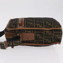 FENDI Zucca Canvas Shoulder Bag Black Brown 7VA152 Auth BA15976A-5