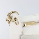 CHANEL Shoulder Bag Caviar Skin White Gold CC Auth BA15977M-9