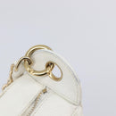 CHANEL Shoulder Bag Caviar Skin White Gold CC Auth BA15977M-19