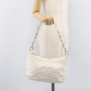 CHANEL Shoulder Bag Caviar Skin White Gold CC Auth BA15977M-27
