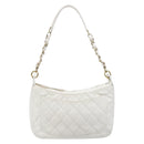 CHANEL Shoulder Bag Caviar Skin White Gold CC Auth BA15977M-2