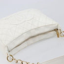 CHANEL Shoulder Bag Caviar Skin White Gold CC Auth BA15977M-6