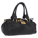 Chloe Paddington Hand Bag Leather Black Gold Silver Auth BA15978M-1