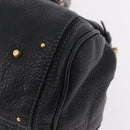 Chloe Paddington Hand Bag Leather Black Gold Silver Auth BA15978M-15
