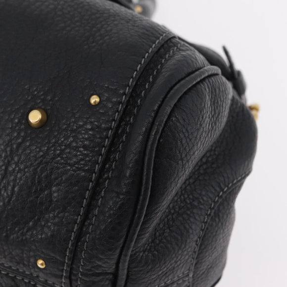 Chloe Paddington Hand Bag Leather Black Gold Silver Auth BA15978M