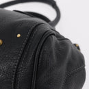 Chloe Paddington Hand Bag Leather Black Gold Silver Auth BA15978M-17