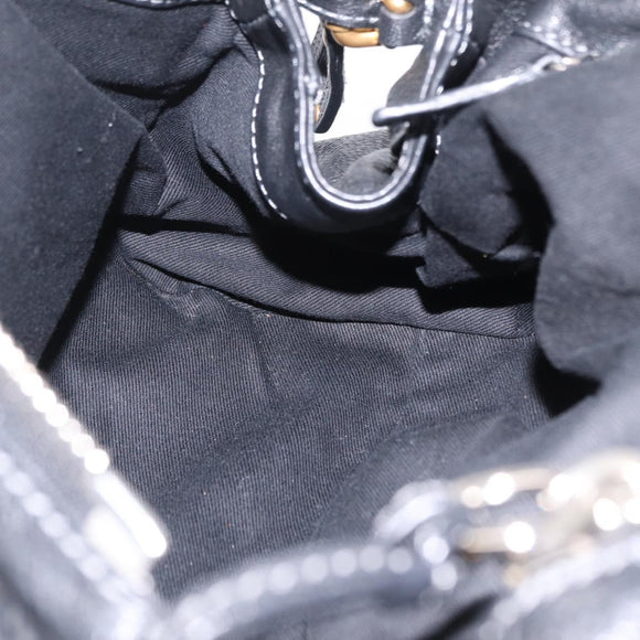 Chloe Paddington Hand Bag Leather Black Gold Silver Auth BA15978M