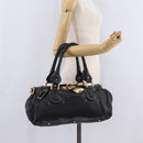 Chloe Paddington Hand Bag Leather Black Gold Silver Auth BA15978M-29