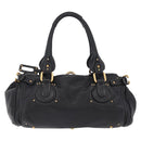 Chloe Paddington Hand Bag Leather Black Gold Silver Auth BA15978M-2
