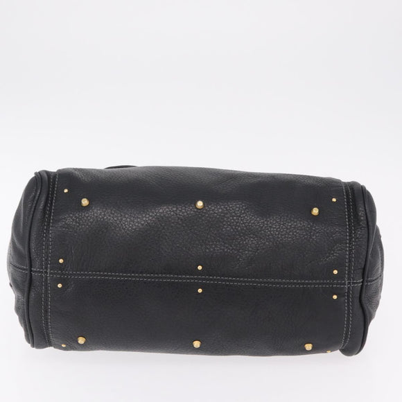 Chloe Paddington Hand Bag Leather Black Gold Silver Auth BA15978M