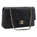 CHANEL Matelasse25 Chain Shoulder Bag Lamb Skin Black Gold CC Auth BA15979V-1