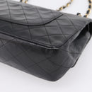 CHANEL Matelasse25 Chain Shoulder Bag Lamb Skin Black Gold CC Auth BA15979V-15