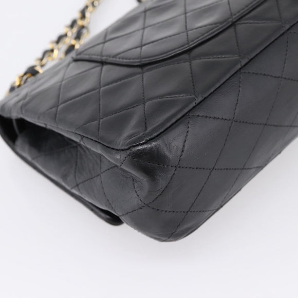 CHANEL Matelasse25 Chain Shoulder Bag Lamb Skin Black Gold CC Auth BA15979V