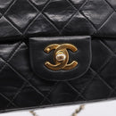CHANEL Matelasse25 Chain Shoulder Bag Lamb Skin Black Gold CC Auth BA15979V-17