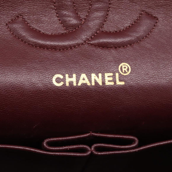 CHANEL Matelasse25 Chain Shoulder Bag Lamb Skin Black Gold CC Auth BA15979V