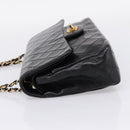 CHANEL Matelasse25 Chain Shoulder Bag Lamb Skin Black Gold CC Auth BA15979V-3