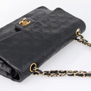 CHANEL Matelasse25 Chain Shoulder Bag Lamb Skin Black Gold CC Auth BA15979V-6