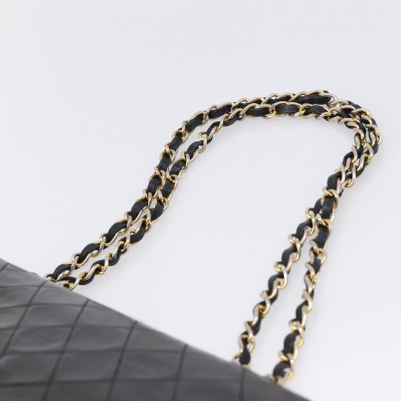 CHANEL Matelasse25 Chain Shoulder Bag Lamb Skin Black Gold CC Auth BA15979V