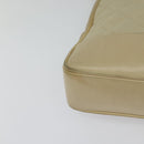 CHANEL Matelasse Chain Shoulder Bag Satin Beige Gold CC Auth BA1598-10