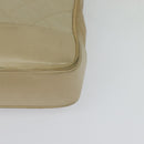 CHANEL Matelasse Chain Shoulder Bag Satin Beige Gold CC Auth BA1598-11