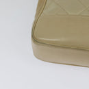 CHANEL Matelasse Chain Shoulder Bag Satin Beige Gold CC Auth BA1598-12