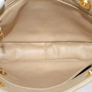 CHANEL Matelasse Chain Shoulder Bag Satin Beige Gold CC Auth BA1598-16